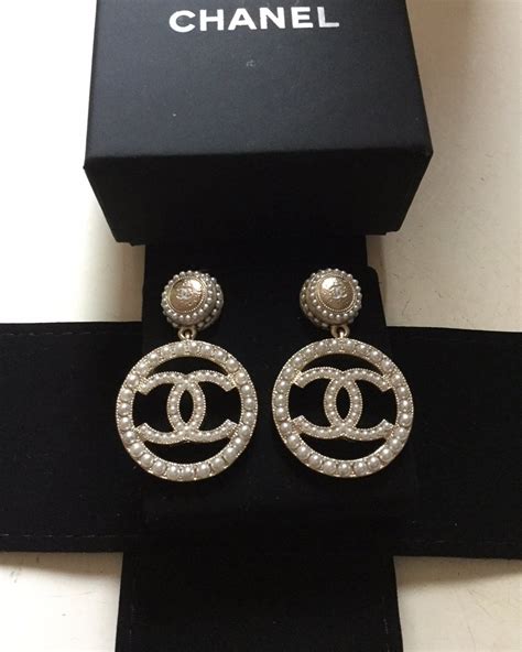 white chanel stud earrings|pre owned Chanel earrings.